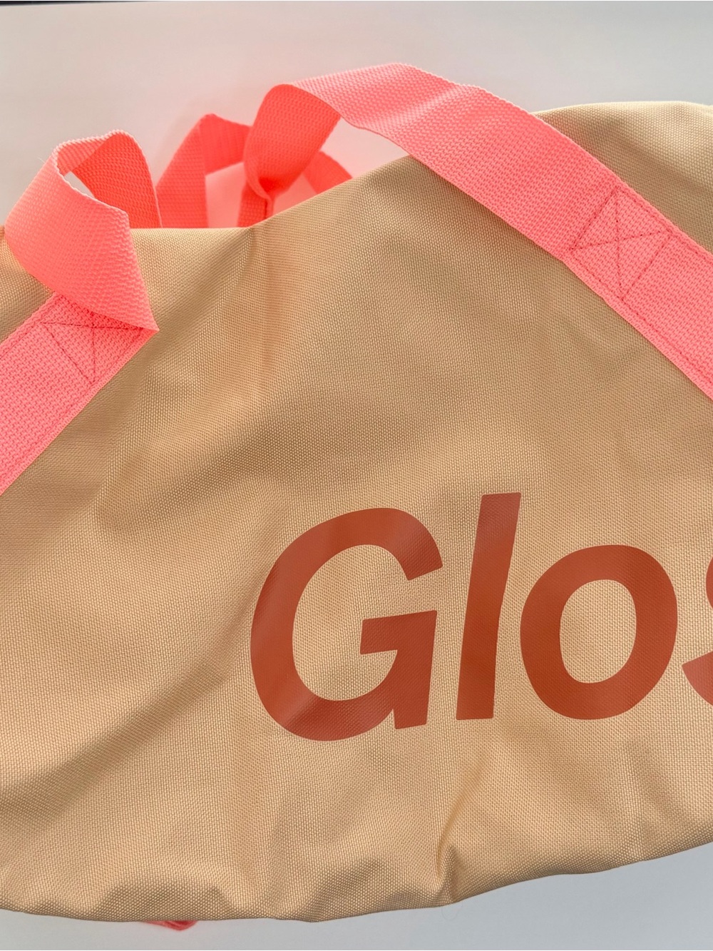 Glossier Beige & Coral duffel Bag